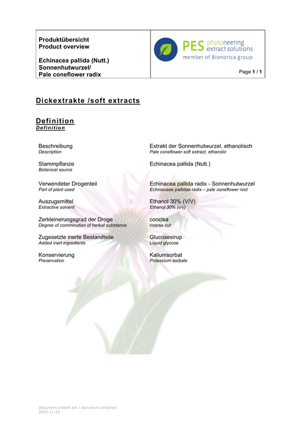 Bleicher Sonnenhutextrakt | Echinaceae pallida