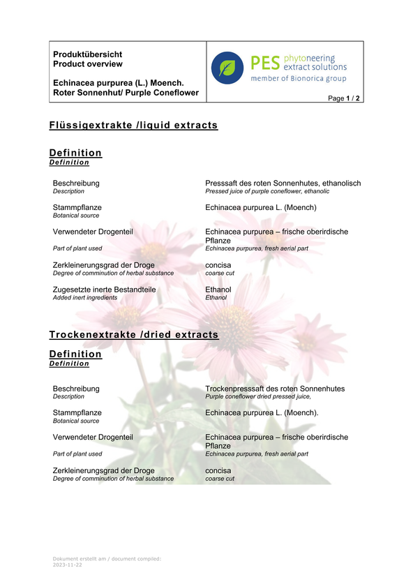 Purpursonnenhutextrakt | Echinacea purpurea